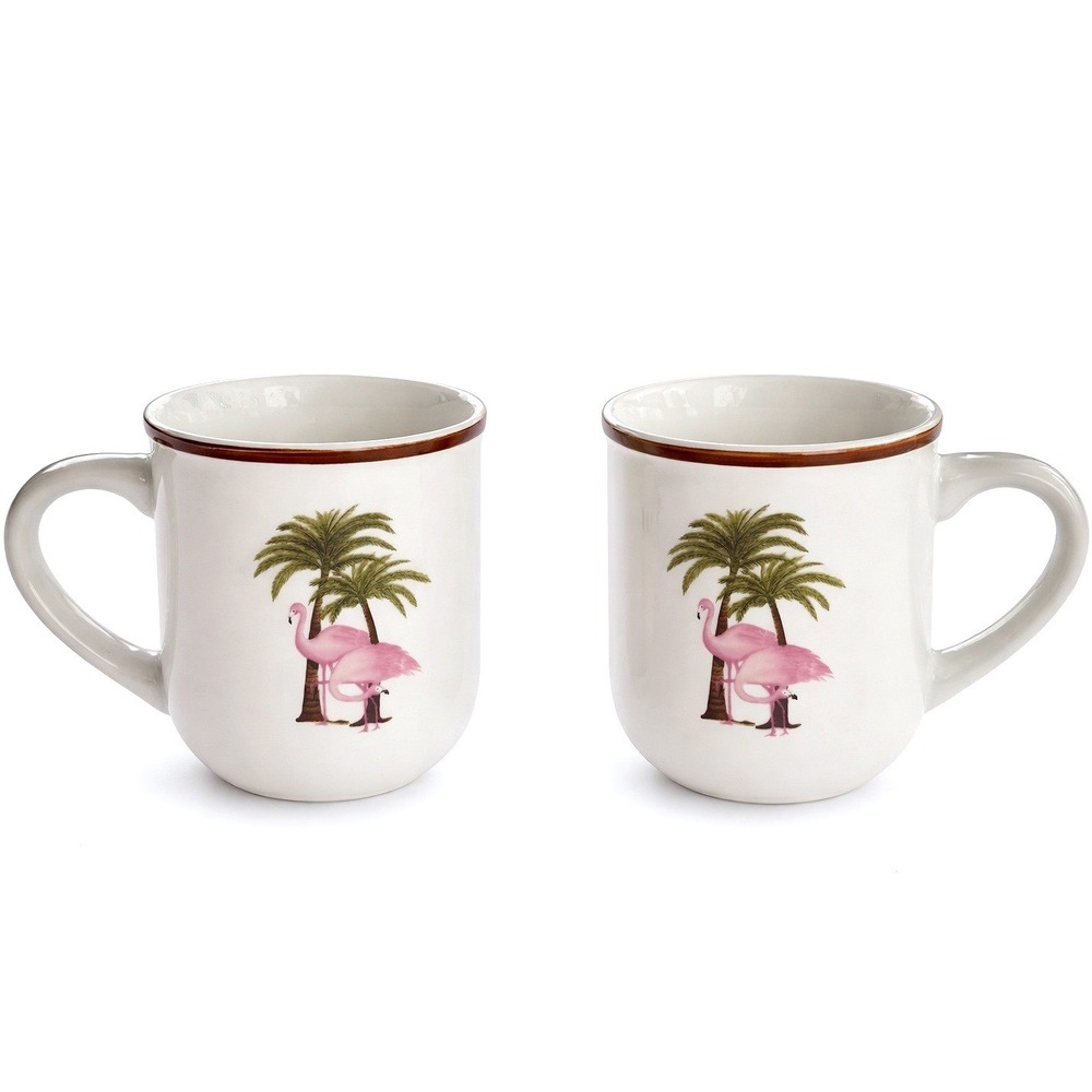 Vintage 90s Totally Today Flamingo Mugs Set of 2 Retro Coastal Kitchen Decor